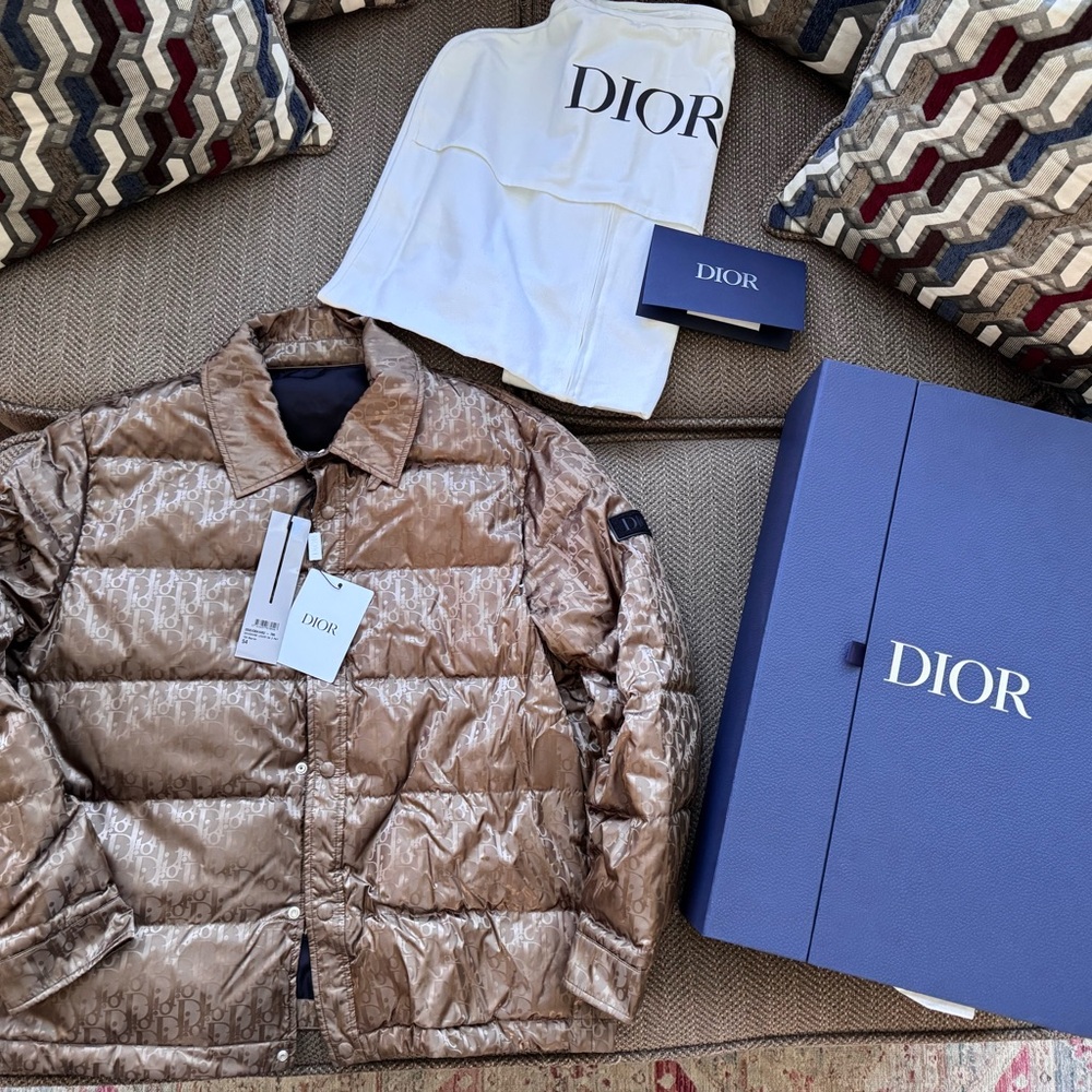 Dior Oblique Down Puffer Jacket Brown 54